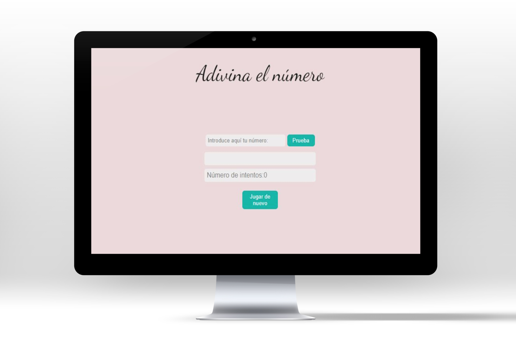 Mockup del proyecto Adivina el número